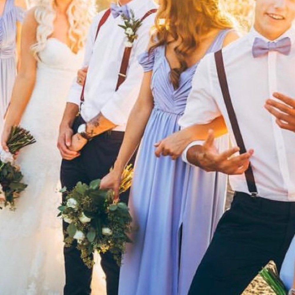 Lilac / blue bridesmaid maxi dress